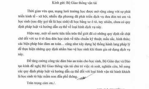 Bộ Gi&#225;o dục v&#224; Đ&#224;o tạo đề nghị bổ sung quy định về  xe đưa đ&#243;n học sinh