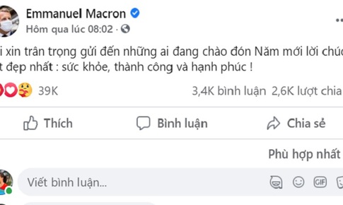 Tổng thống Pháp nhận bão like sau khi đăng tải lời chúc Tết bằng tiếng Việt lên mạng xã hội