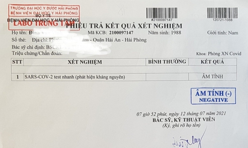 Bệnh viện Đại học Y Hải Ph&#242;ng th&#244;ng tin về phiếu x&#233;t nghiệm virus SARS-CoV-2 giả