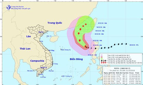 Tin mới nhất về cơn bão số 7 trên Biển Đông
