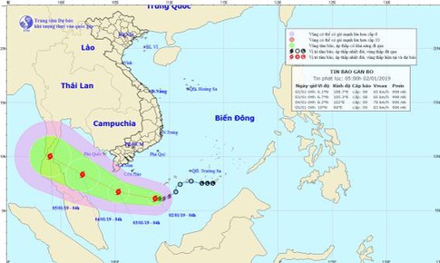 Bão số 1 Pabuk đang tiến gần bờ các tỉnh Nam Bộ