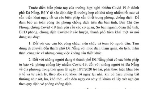 Bắc Giang y&#234;u cầu c&#244;ng d&#226;n của tỉnh tạm dừng di chuyển đến Đ&#224; Nẵng