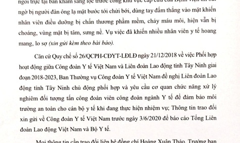 Đề nghị xử lý nghiêm đối tượng hành hung nhân viên điều dưỡng