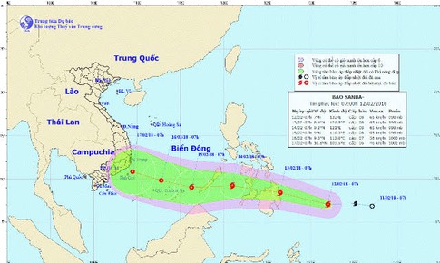 Chiều 29 Tết, b&#227;o Sanba sẽ đi v&#224;o Biển Đ&#244;ng