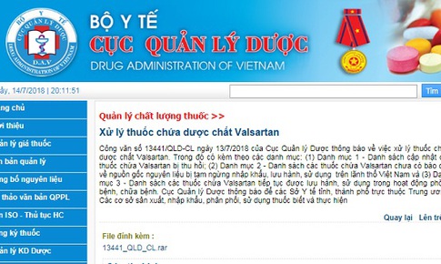 Xử l&#253; thuốc chứa dược chất Valsartan do Trung Quốc sản xuất c&#243; tạp chất nguy cơ g&#226;y ung thư