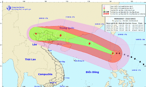 Si&#234;u b&#227;o Mangkhut giật tr&#234;n cấp 17 sẽ c&#225;ch M&#243;ng C&#225;i (Quảng Ninh) 100km