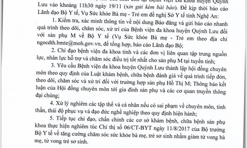 Bộ Y tế y&#234;u cầu ng&#224;nh y tế Đ&#224; Nẵng, Nghệ An l&#224;m r&#245; sự cố y khoa sản phụ, nhai nhi tử vong