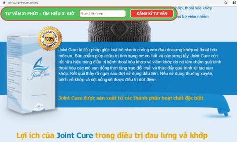 Cẩn trọng với thực phẩm bảo vệ sức khỏe Joint Cure quảng c&#225;o như thuốc chữa bệnh