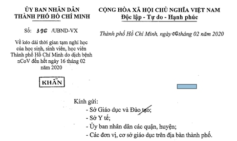 Ph&#242;ng nCoV: Học sinh TP.HCM được nghỉ th&#234;m đến 16/2